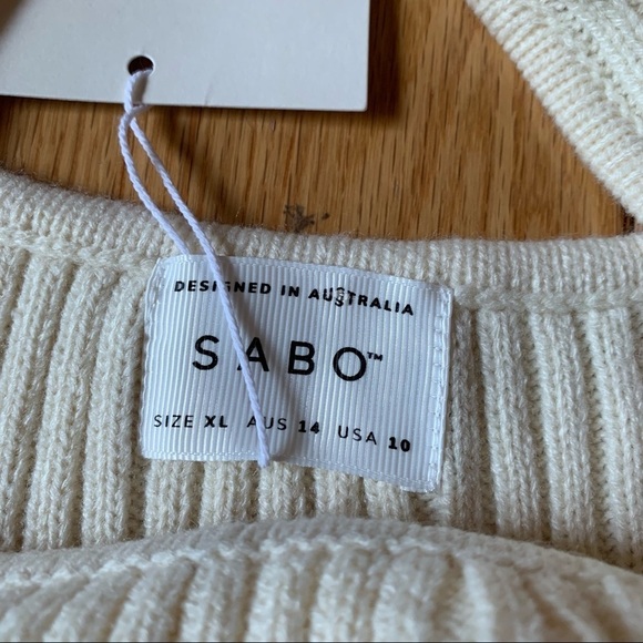 NEW Sabo Skirt Nikkou Knit Crop Tank Top Neutral Cream Neck Acrylic Australia - Picture 8 of 12